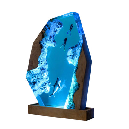 Shark Ocean Resin Night Light: Resin Lamp Streamer & Playroom Decor, Personalized Gift