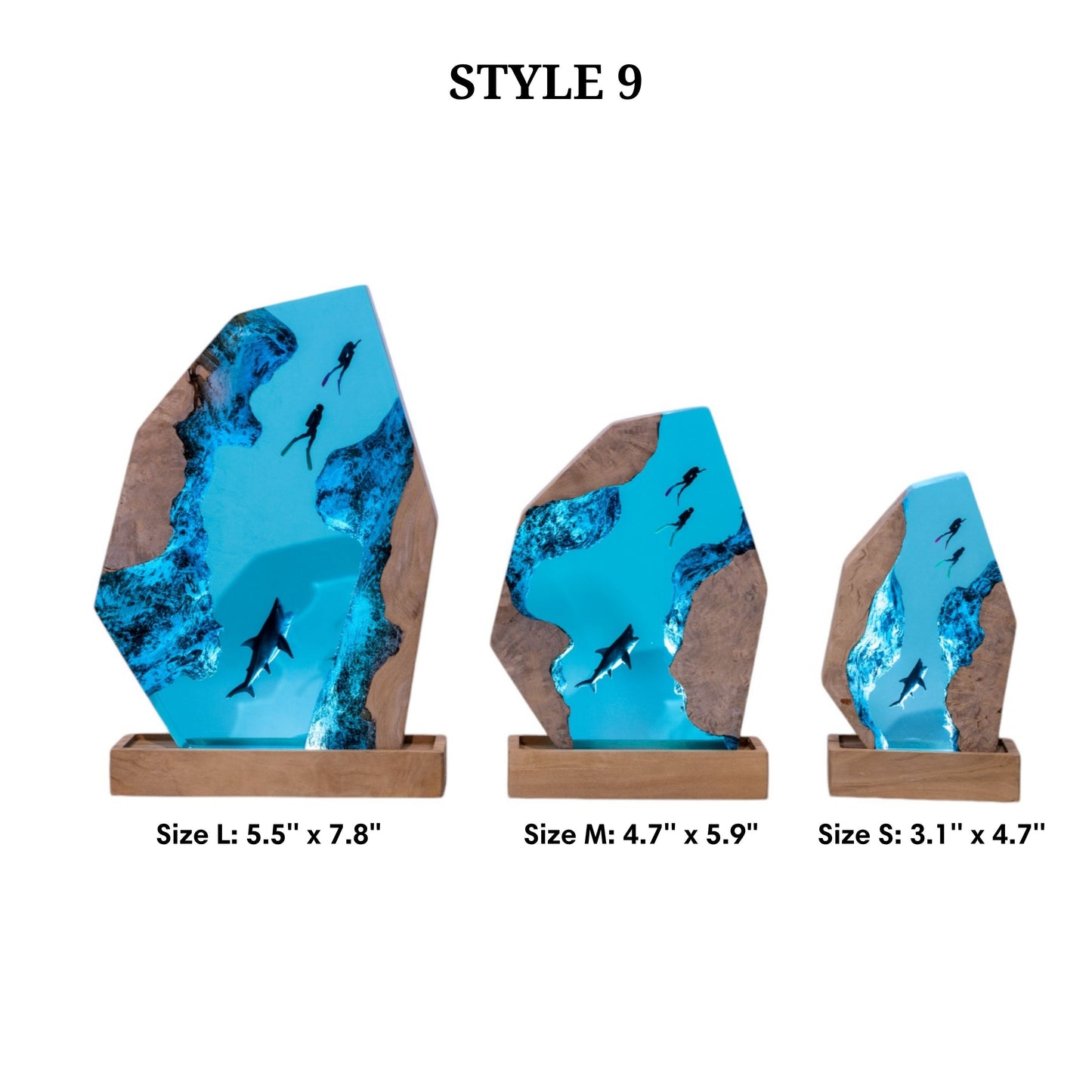 Shark Ocean Resin Night Light: Resin Lamp Streamer & Playroom Decor, Personalized Gift