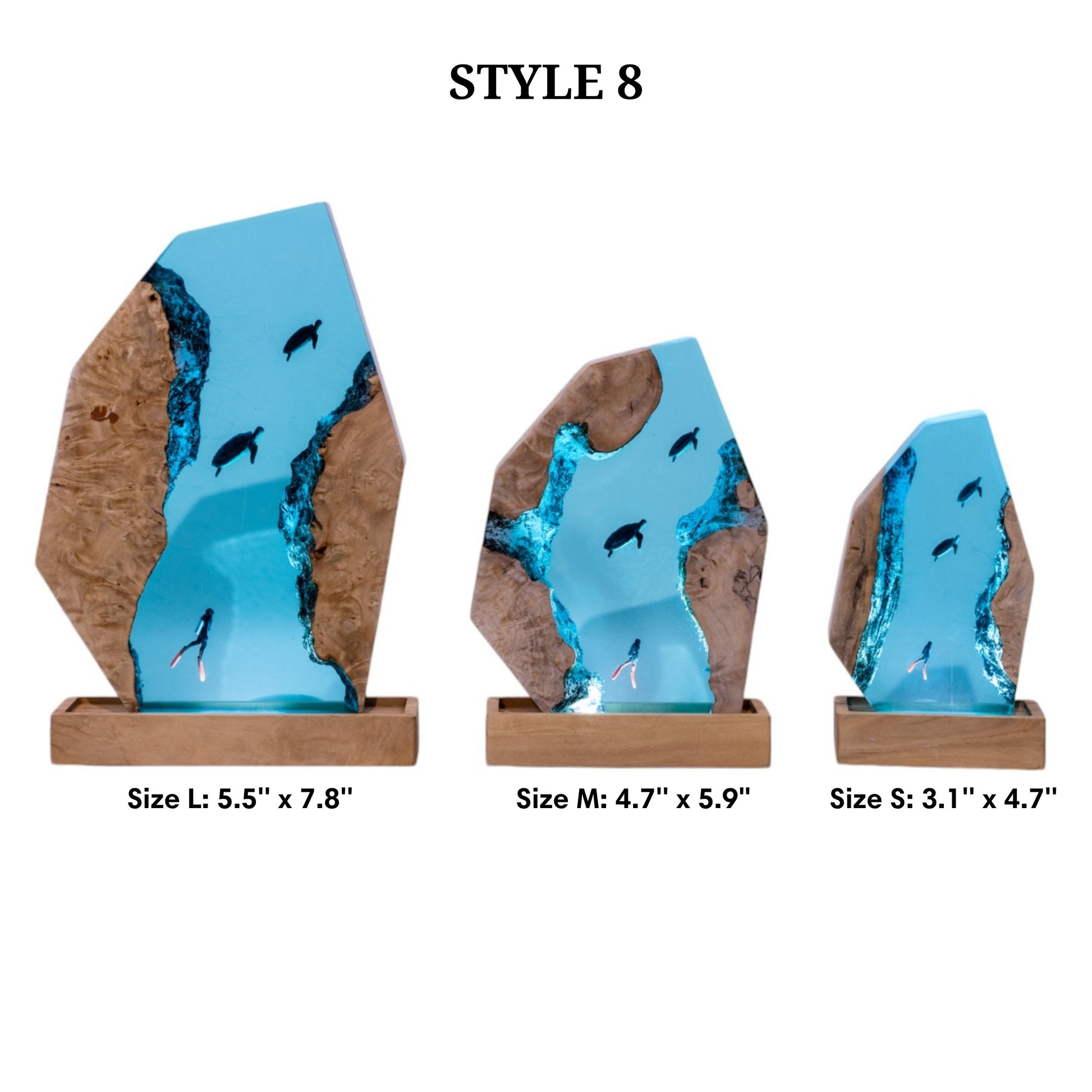 Turtle and Scuba Diver Ocean Resin Night Light: Resin Lamp Streamer & Playroom Decor, Personalized Gift