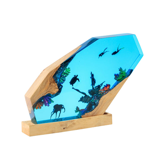 Octopus and Scuba Diver Ocean Resin Night Light: Resin Lamp Streamer & Playroom Decor, Personalized Gift