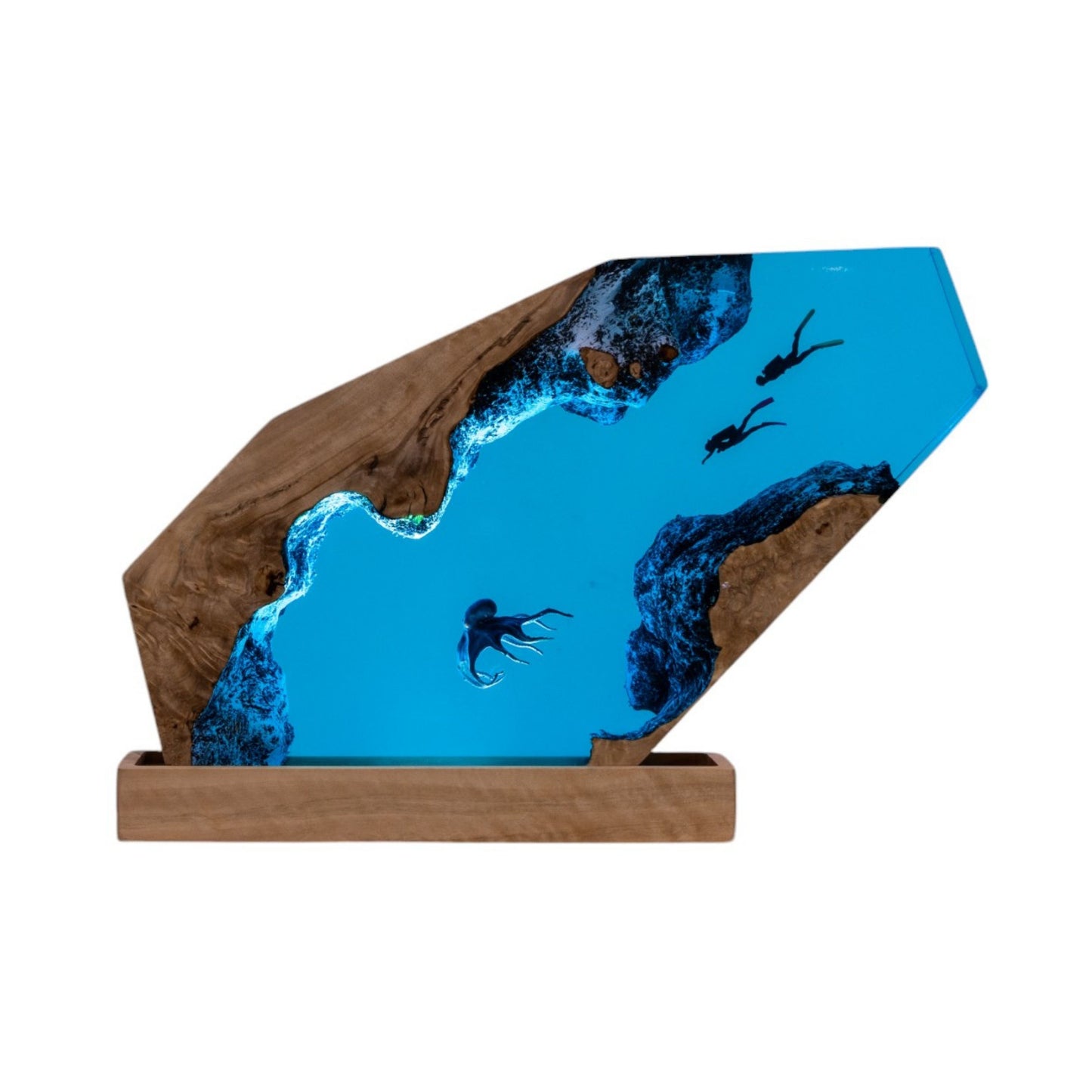 Octopus and Scuba Diver Ocean Resin Night Light: Resin Lamp Streamer & Playroom Decor, Personalized Gift