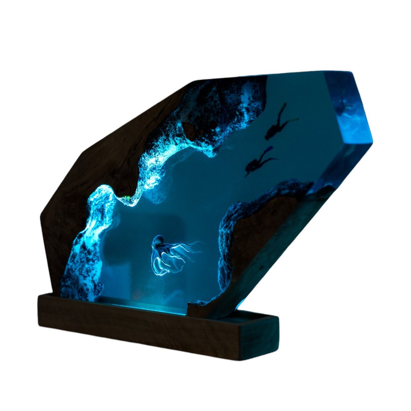 Octopus and Scuba Diver Ocean Resin Night Light: Resin Lamp Streamer & Playroom Decor, Personalized Gift