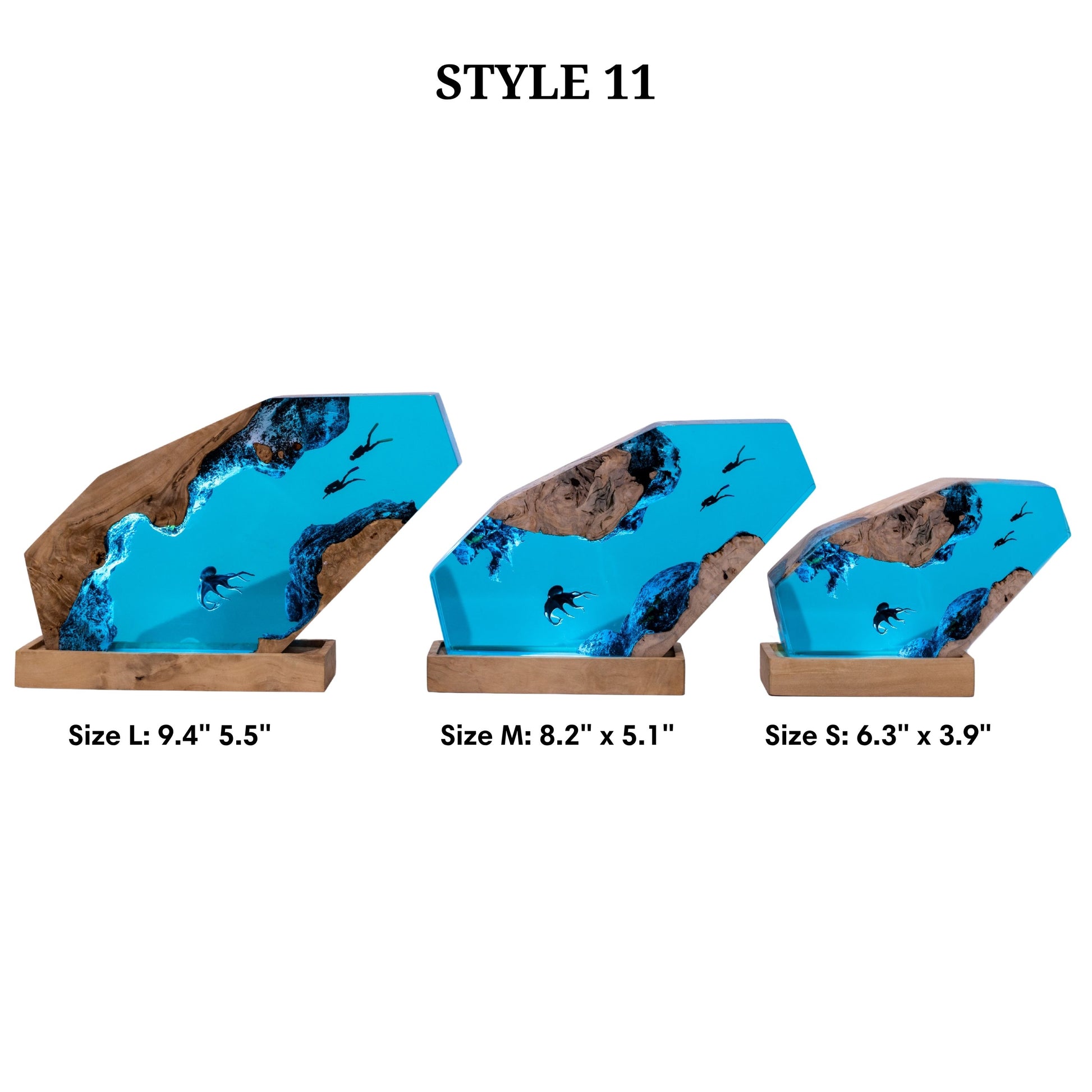 Octopus and Scuba Diver Ocean Resin Night Light: Resin Lamp Streamer & Playroom Decor, Personalized Gift