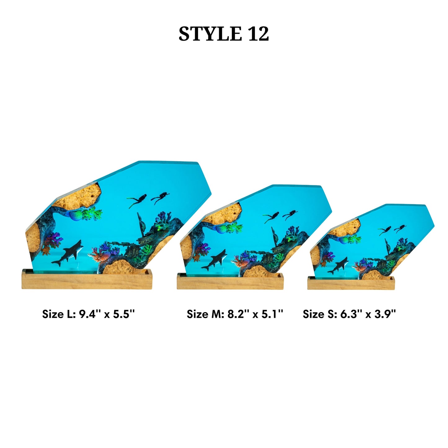 Shark Ocean Resin Night Light: Resin Lamp Streamer & Playroom Decor, Personalized Gift