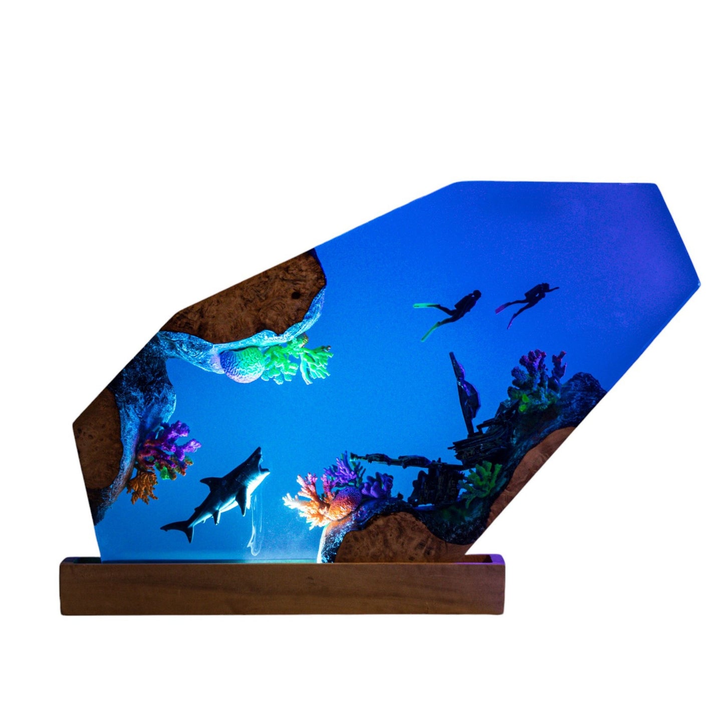 Shark Ocean Resin Night Light: Resin Lamp Streamer & Playroom Decor, Personalized Gift