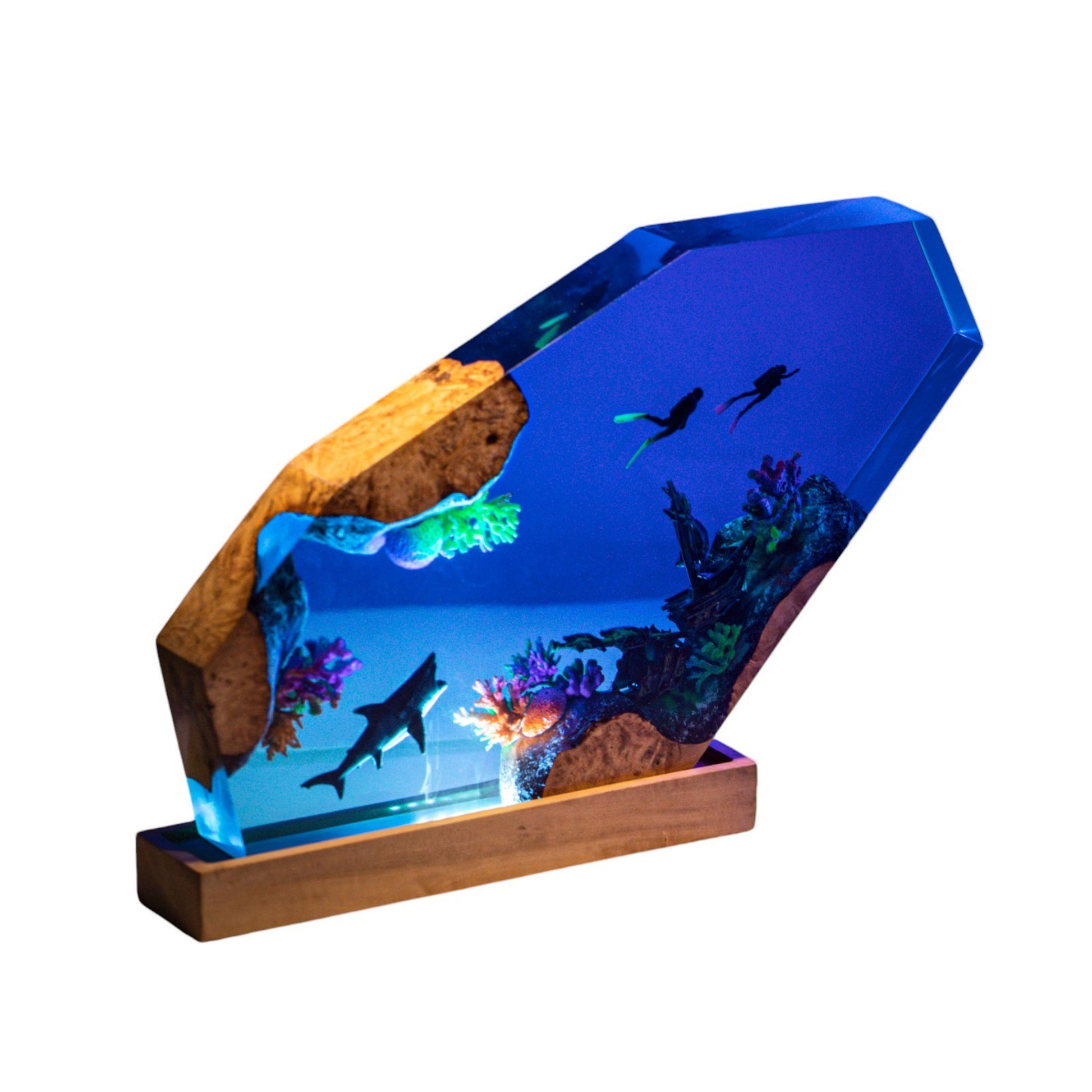 Shark Ocean Resin Night Light: Resin Lamp Streamer & Playroom Decor, Personalized Gift