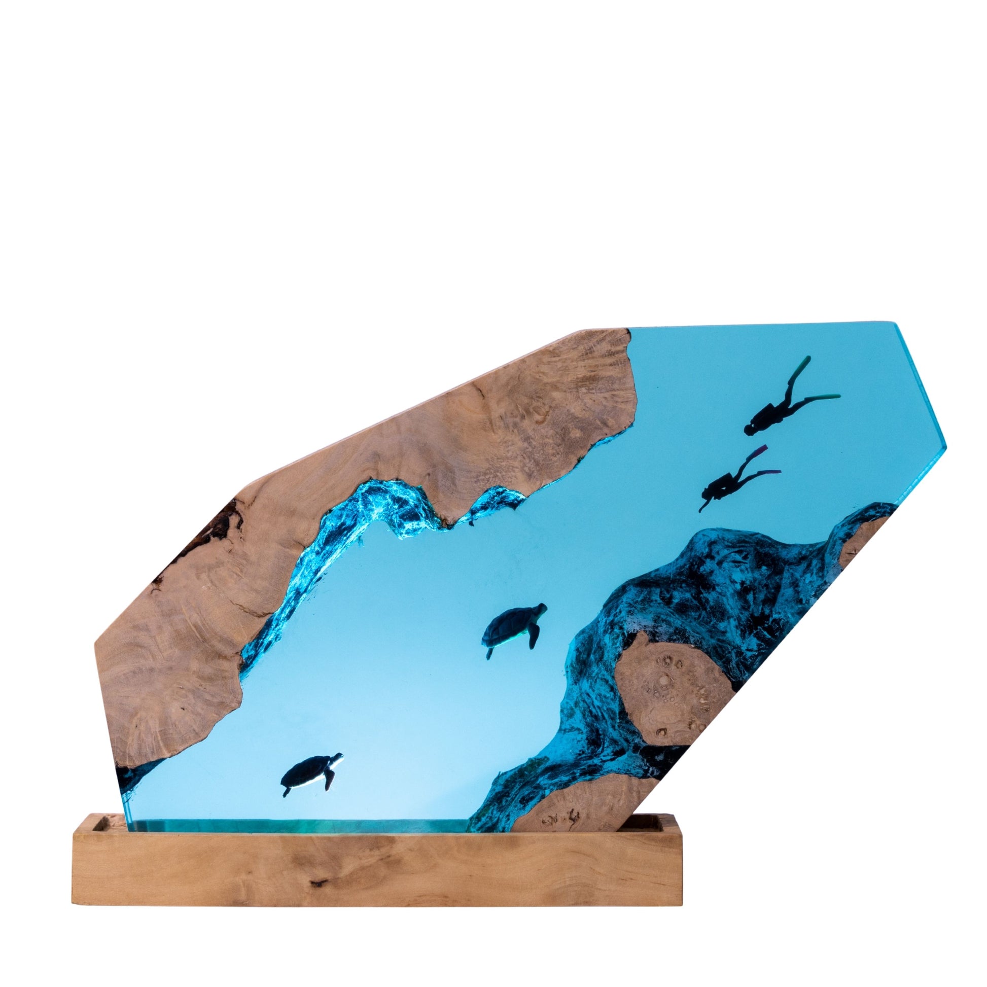 Turtle and Scuba Diver Ocean Resin Night Light: Resin Lamp Streamer & Playroom Decor, Personalized Gift