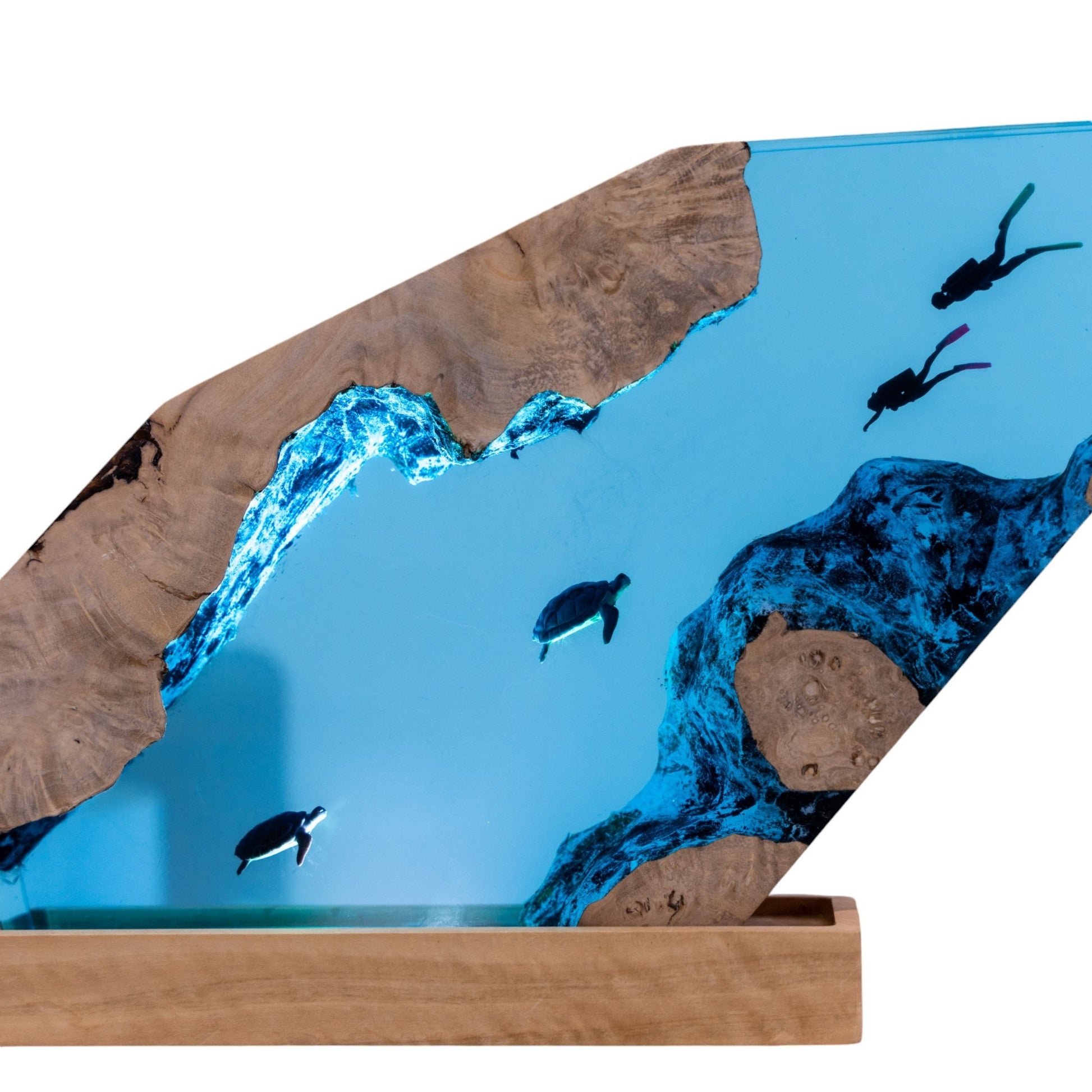 Turtle and Scuba Diver Ocean Resin Night Light: Resin Lamp Streamer & Playroom Decor, Personalized Gift