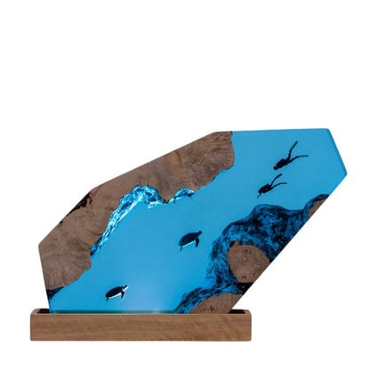 Turtle and Scuba Diver Ocean Resin Night Light: Resin Lamp Streamer & Playroom Decor, Personalized Gift