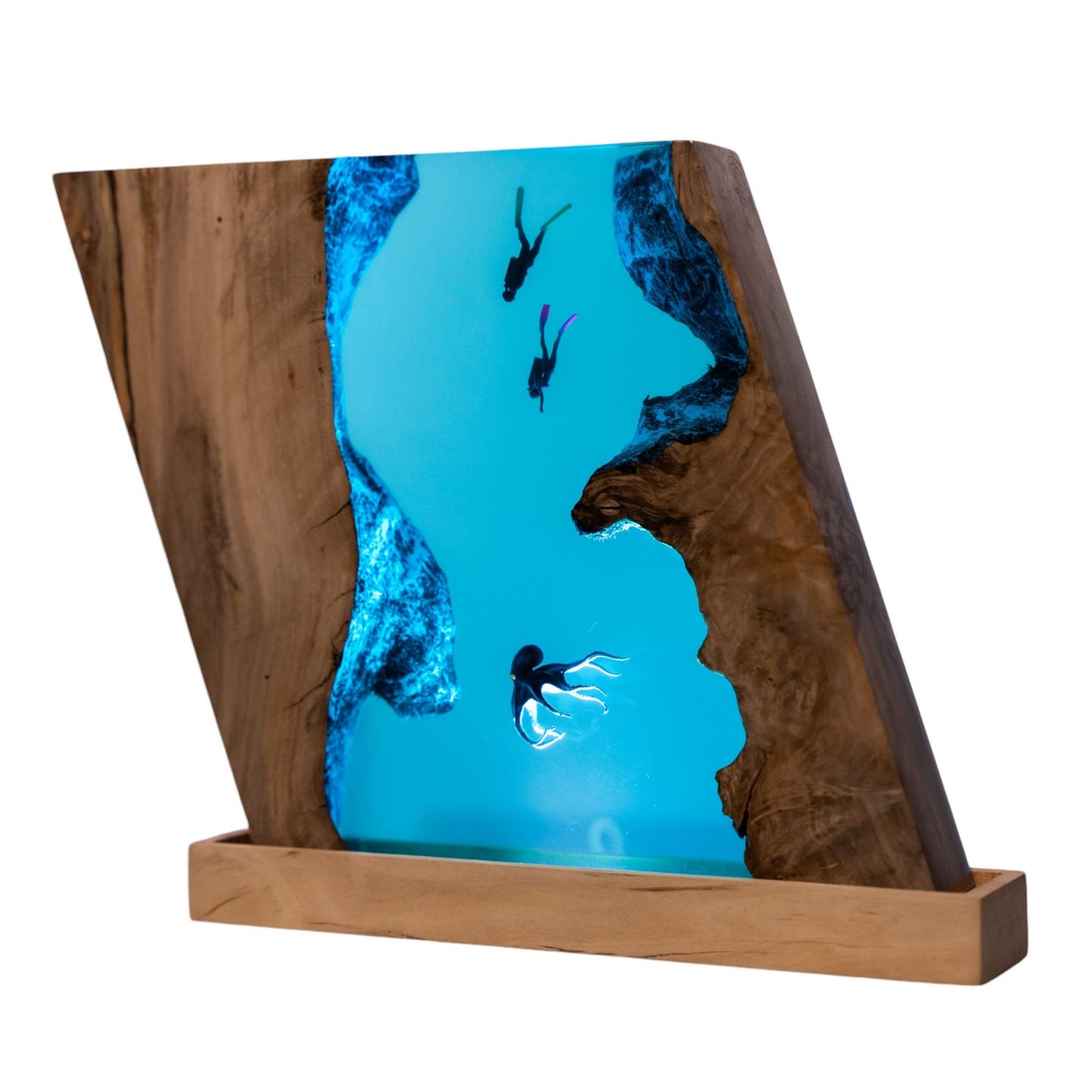 Octopus and Scuba Diver Ocean Resin Night Light: Resin Lamp Streamer & Playroom Decor, Personalized Gift