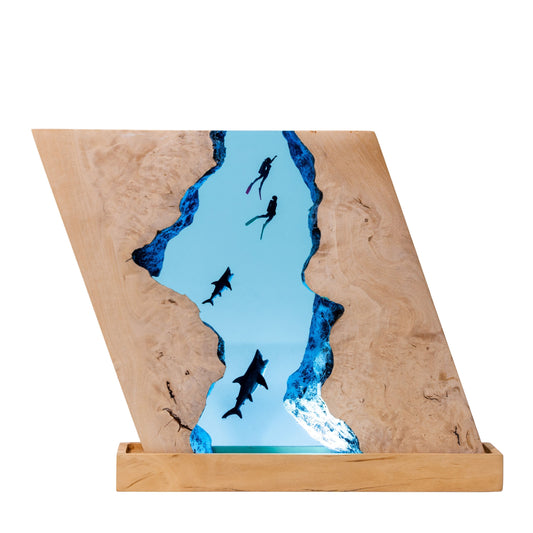 Shark Ocean Resin Night Light: Resin Lamp Streamer & Playroom Decor, Personalized Gift