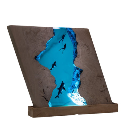 Shark Ocean Resin Night Light: Resin Lamp Streamer & Playroom Decor, Personalized Gift