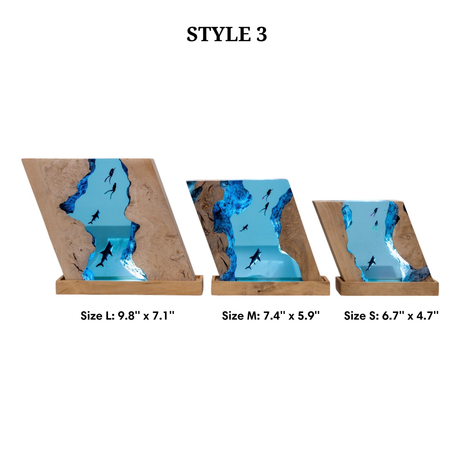 Shark Ocean Resin Night Light: Resin Lamp Streamer & Playroom Decor, Personalized Gift