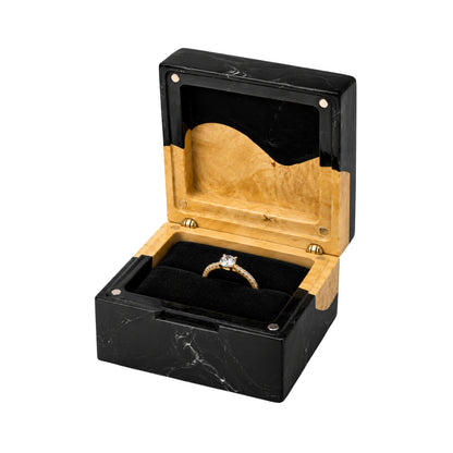 Wedding Ring Holder - Square Black Resin Box