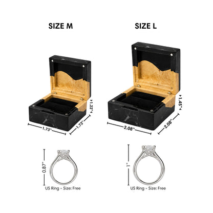 Wedding Ring Holder - Square Black Resin Box