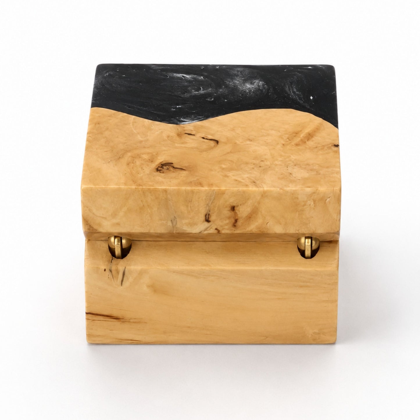 Wedding Ring Holder - Square Black Resin Box