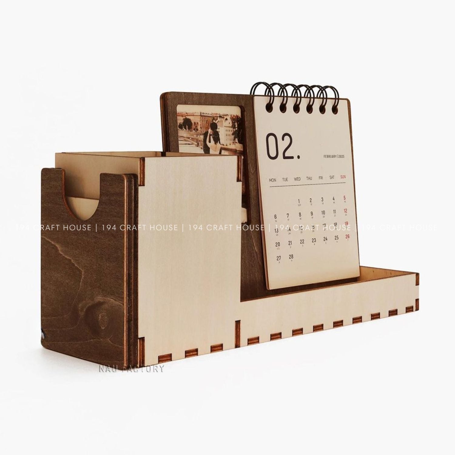 Custom Multi-function Maple desk calendar stand with holder & picture