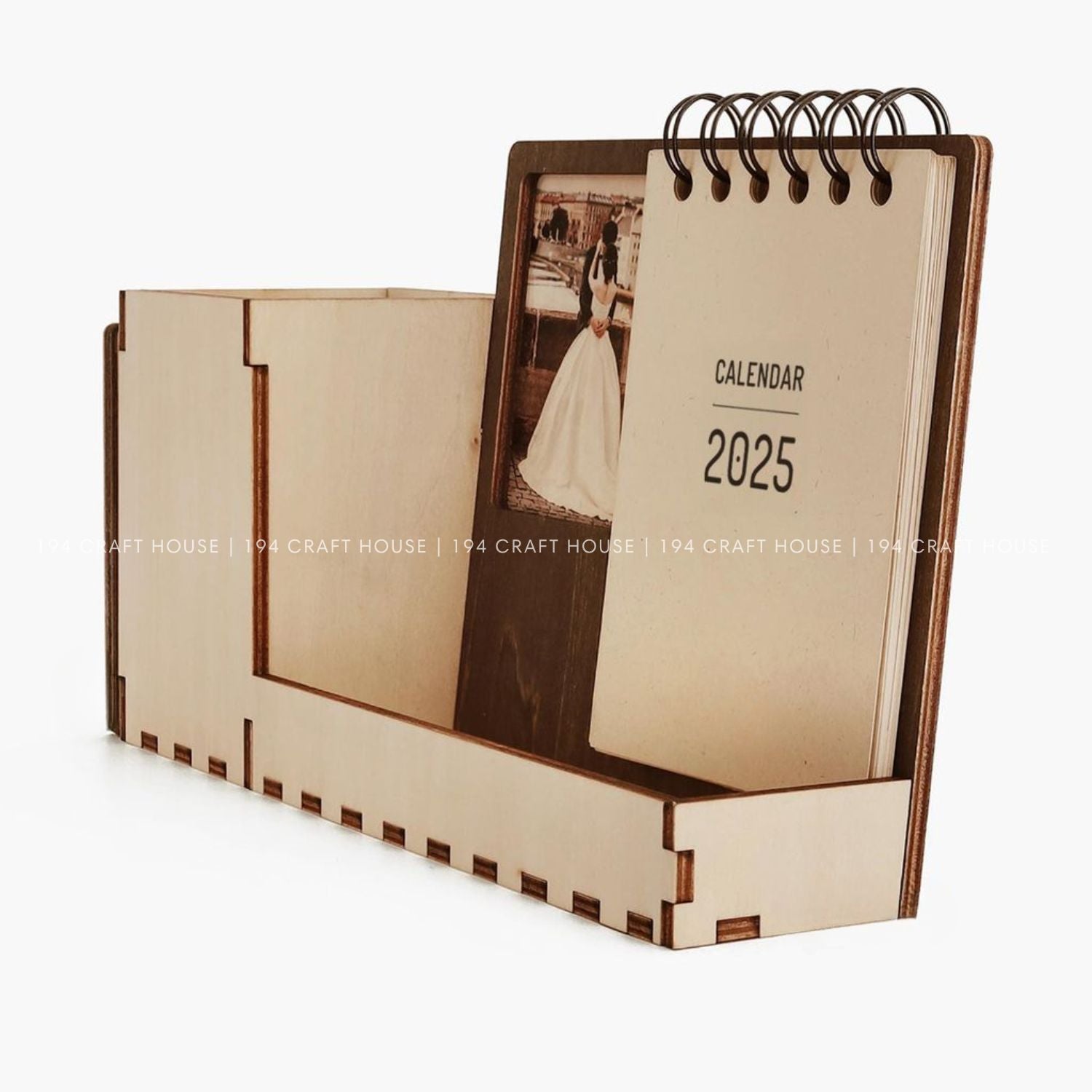 Custom Multi-function Maple desk calendar stand with holder & picture