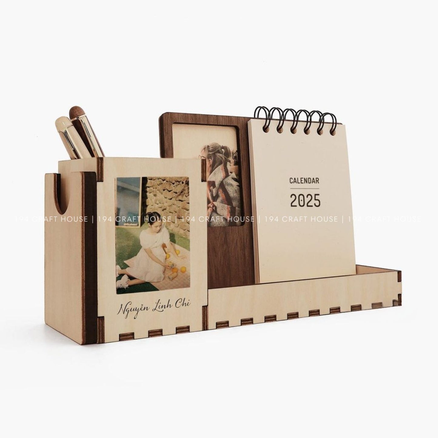 Custom Multi-function Maple desk calendar stand with holder & picture