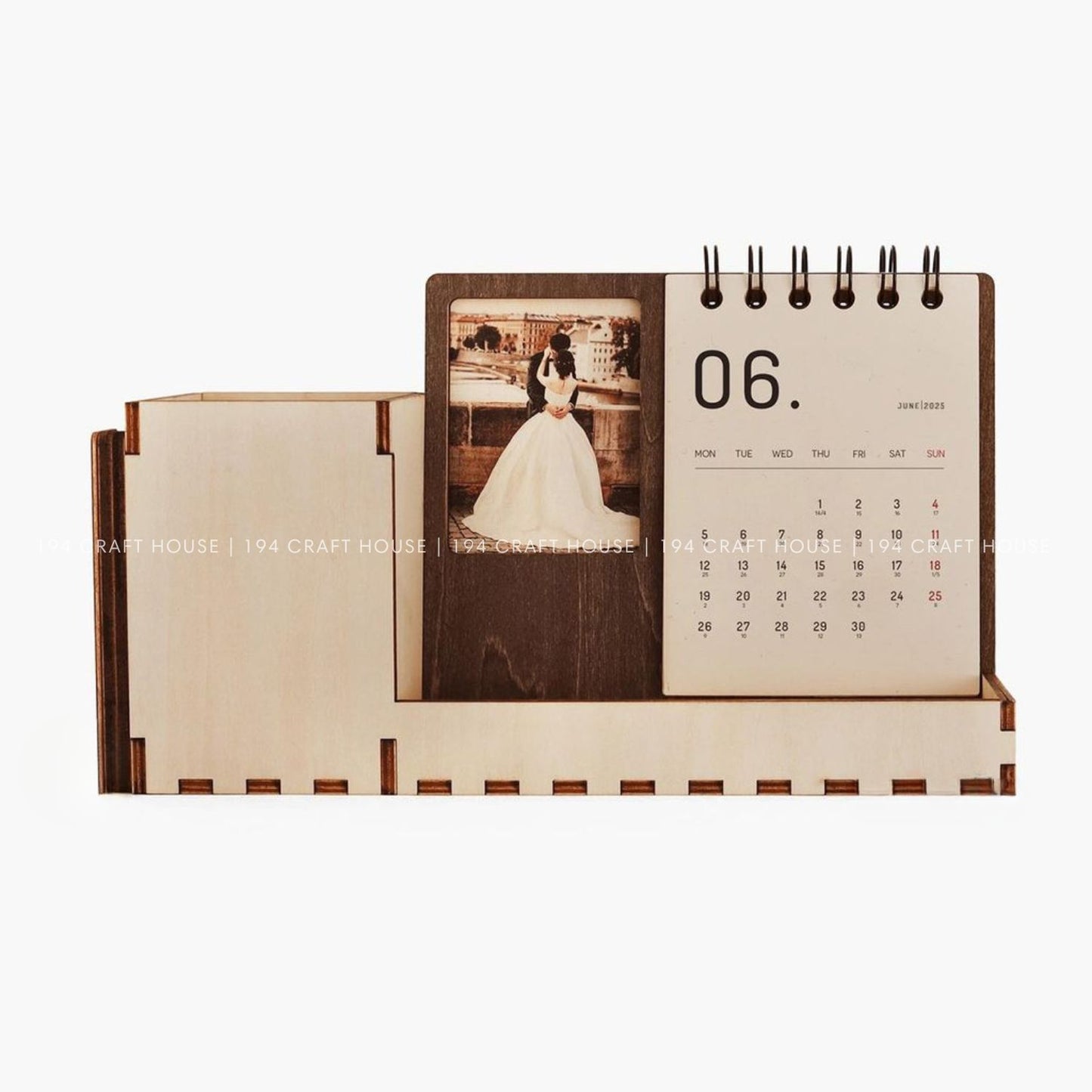 Custom Multi-function Maple desk calendar stand with holder & picture