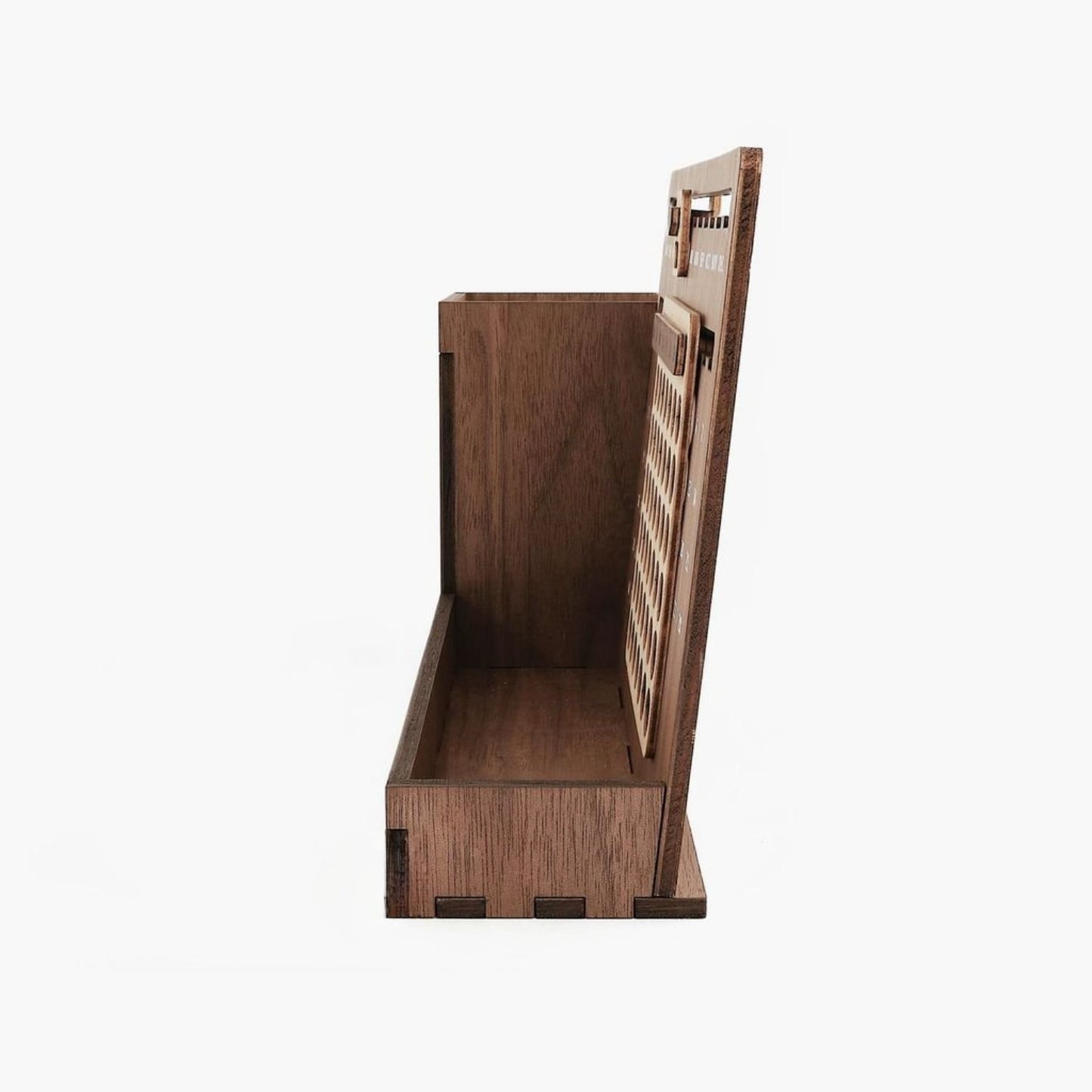 Custom Multi-Function Wood Perpetual Desk Calendar With Pen & Pencils Holder, Business Card Holder, Accessories Tray, Personalized Desk Organizer