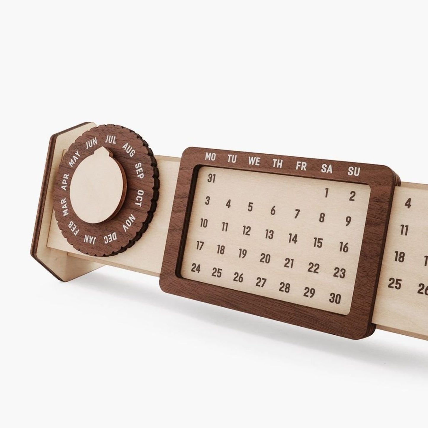 Custom Multi-Function Wood Perpetual Desk Calendar With Pen & Pencils Holder, Business Card Holder, Accessories Tray, Personalized Desk Organizer, Custom End of year corporate gift for clients and employees