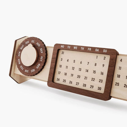 Custom Multi-Function Wood Perpetual Desk Calendar With Pen & Pencils Holder, Business Card Holder, Accessories Tray, Personalized Desk Organizer, Custom End of year corporate gift for clients and employees