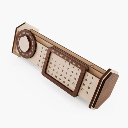 Custom Multi-Function Wood Perpetual Desk Calendar With Pen & Pencils Holder, Business Card Holder, Accessories Tray, Personalized Desk Organizer, Custom End of year corporate gift for clients and employees