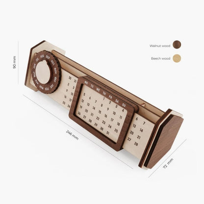 Custom Multi-Function Wood Perpetual Desk Calendar With Pen & Pencils Holder, Business Card Holder, Accessories Tray, Personalized Desk Organizer, Custom End of year corporate gift for clients and employees