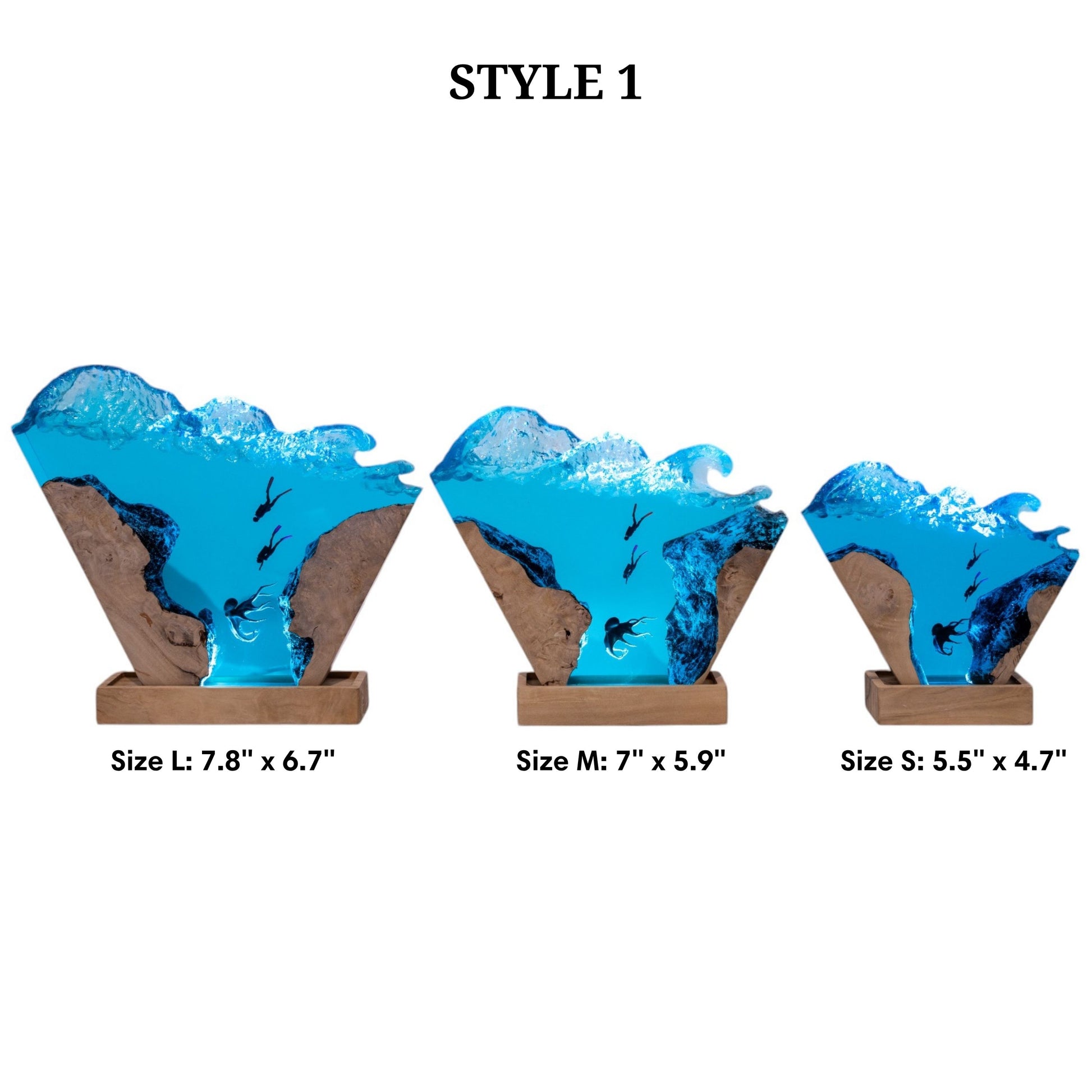 Octopus and Scuba Diver Ocean Resin Night Light: Resin Lamp Streamer & Playroom Decor, Personalized Gift