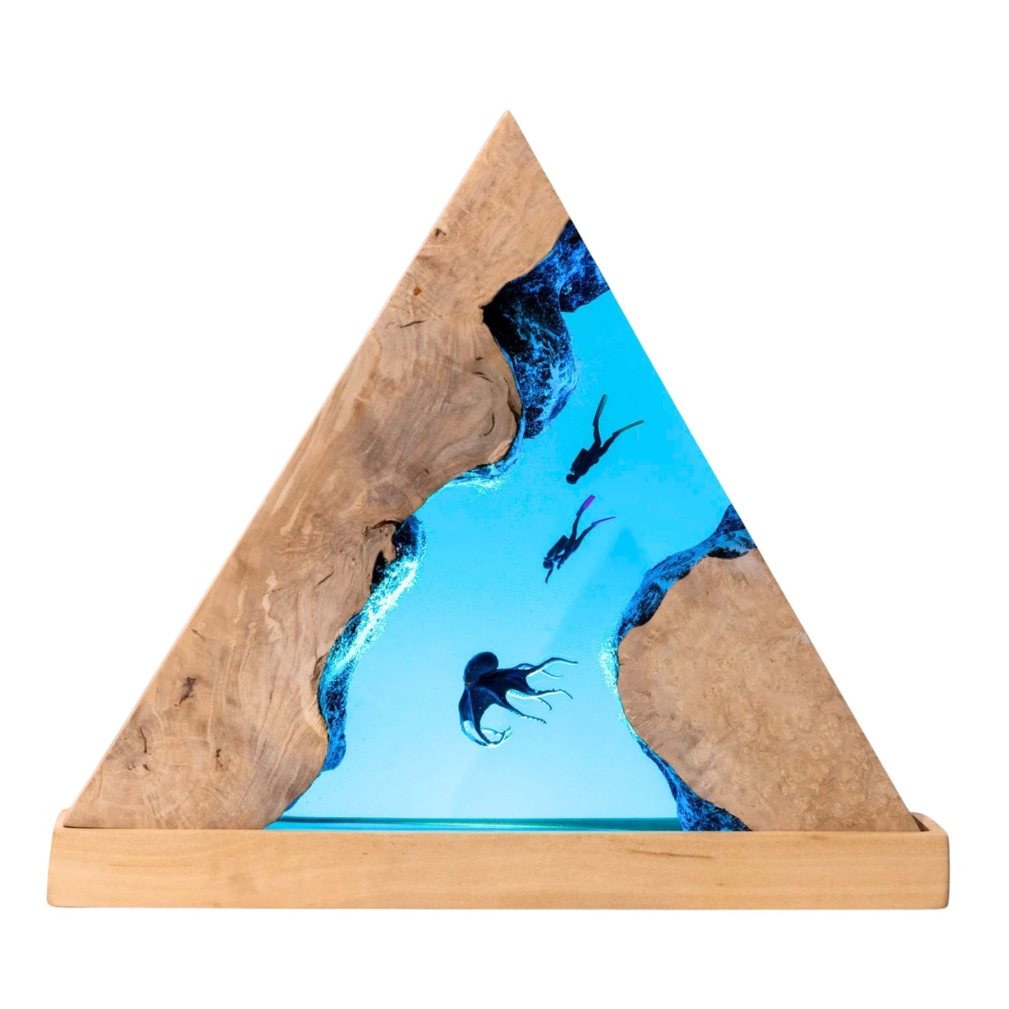 Octopus and Scuba Diver Ocean Resin Night Light: Resin Lamp Streamer & Playroom Decor, Personalized Gift