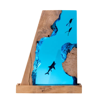 Shark Ocean Resin Night Light: Resin Lamp Streamer & Playroom Decor, Personalized Gift