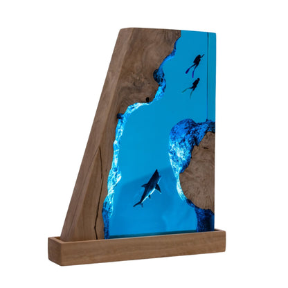 Shark Ocean Resin Night Light: Resin Lamp Streamer & Playroom Decor, Personalized Gift
