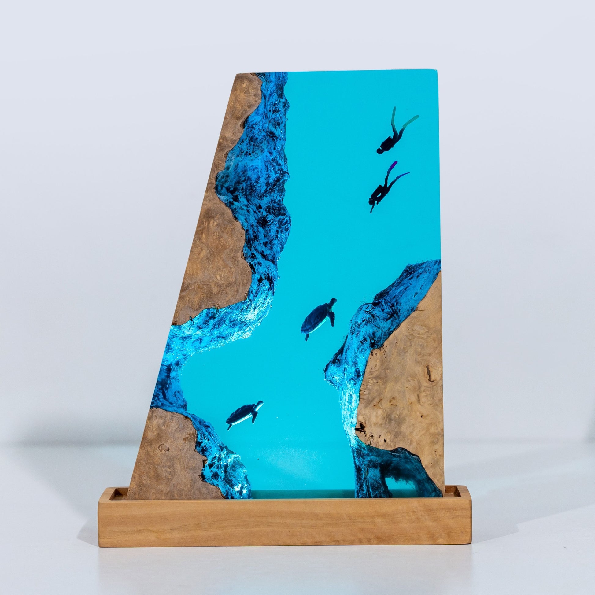 Turtle and Scuba Diver Ocean Resin Night Light: Resin Lamp Streamer & Playroom Decor, Personalized Gift