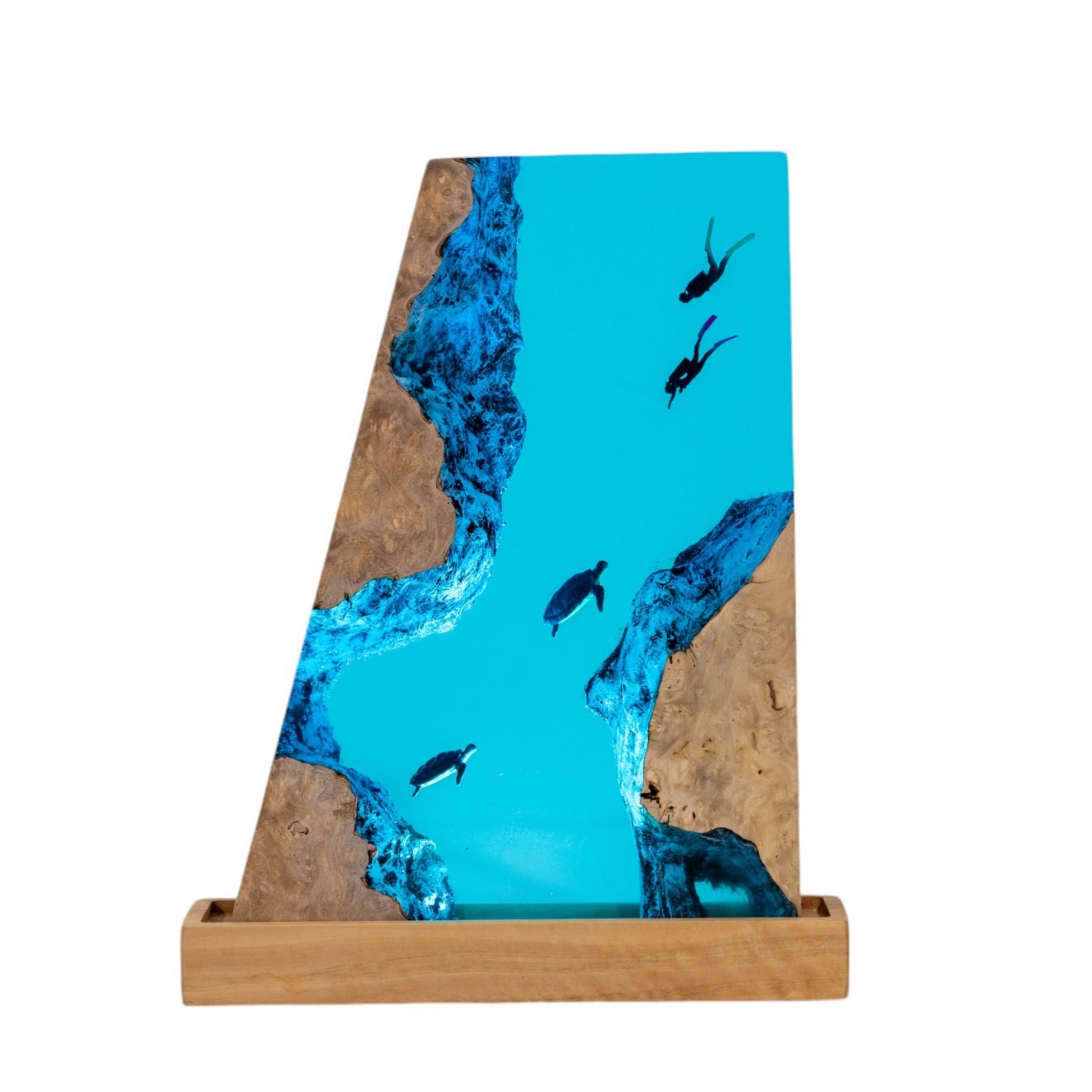 Turtle and Scuba Diver Ocean Resin Night Light: Resin Lamp Streamer & Playroom Decor, Personalized Gift