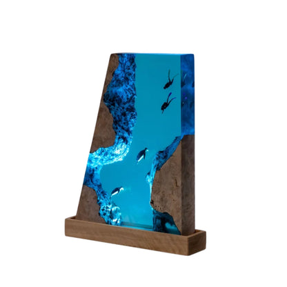 Turtle and Scuba Diver Ocean Resin Night Light: Resin Lamp Streamer & Playroom Decor, Personalized Gift