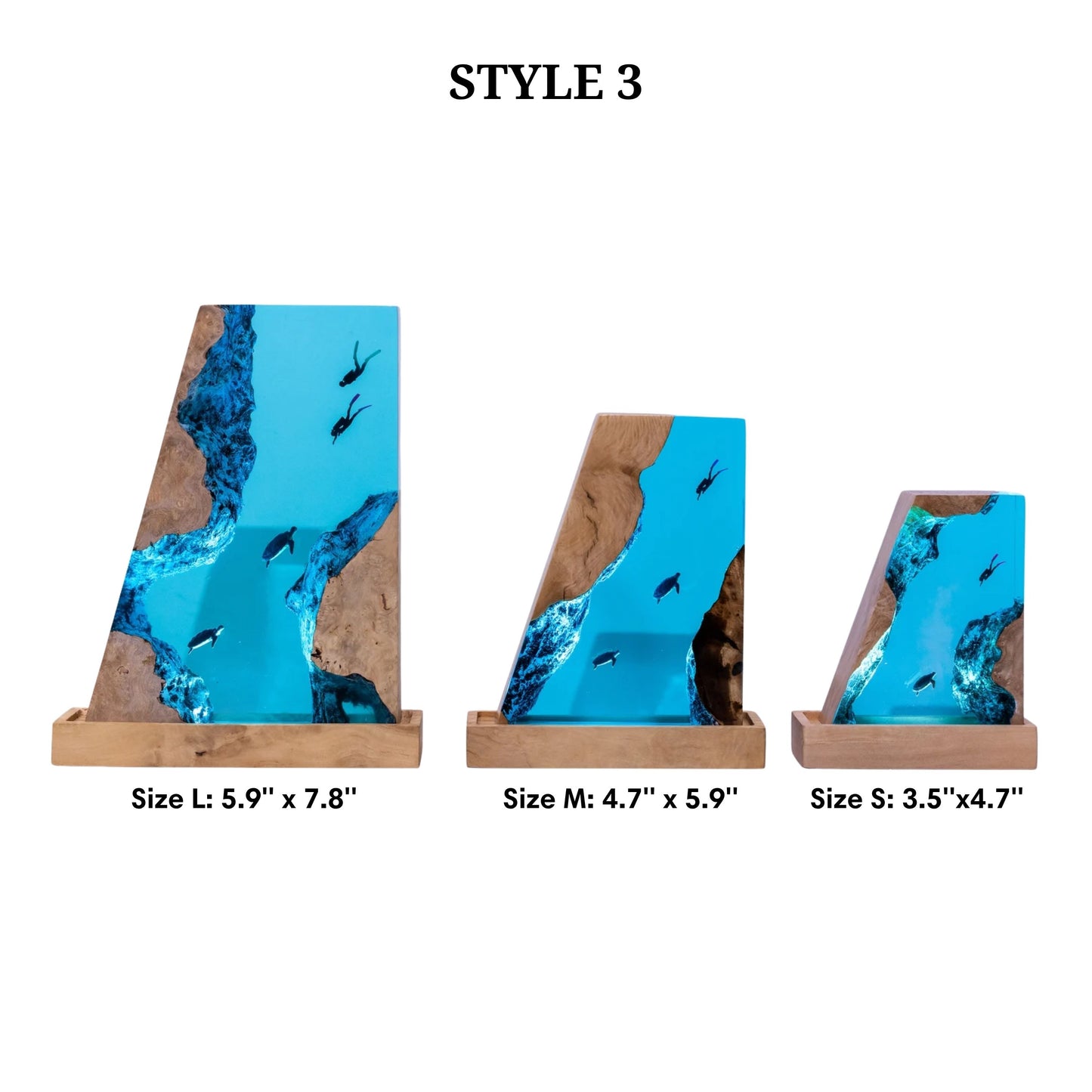 Turtle and Scuba Diver Ocean Resin Night Light: Resin Lamp Streamer & Playroom Decor, Personalized Gift