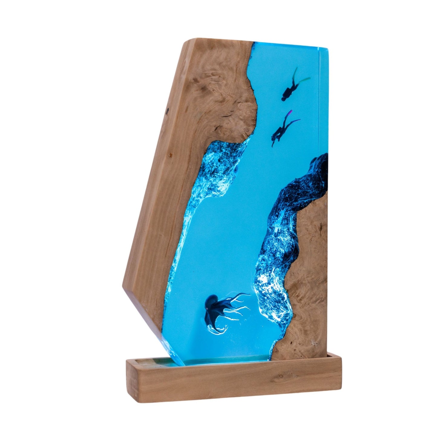 Octopus and Scuba Diver Ocean Resin Night Light: Resin Lamp Streamer & Playroom Decor, Personalized Gift