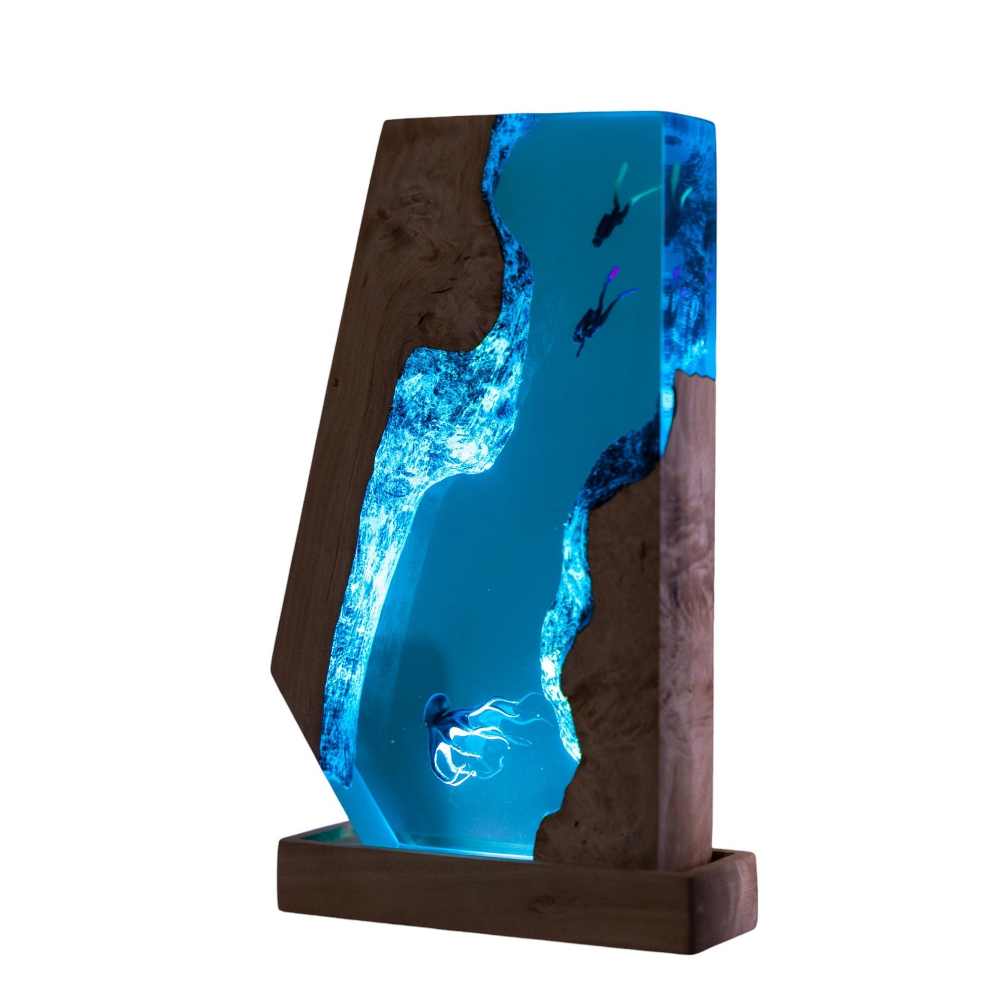 Octopus and Scuba Diver Ocean Resin Night Light: Resin Lamp Streamer & Playroom Decor, Personalized Gift