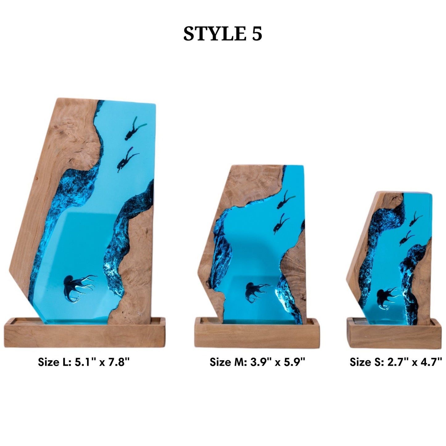 Octopus and Scuba Diver Ocean Resin Night Light: Resin Lamp Streamer & Playroom Decor, Personalized Gift