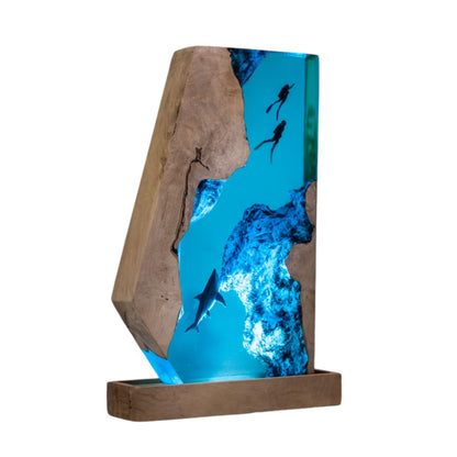 Shark Ocean Resin Night Light: Resin Lamp Streamer & Playroom Decor, Personalized Gift