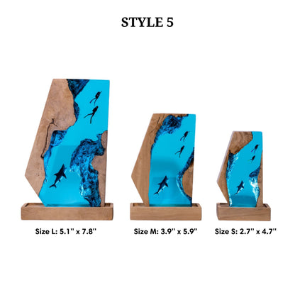 Shark Ocean Resin Night Light: Resin Lamp Streamer & Playroom Decor, Personalized Gift