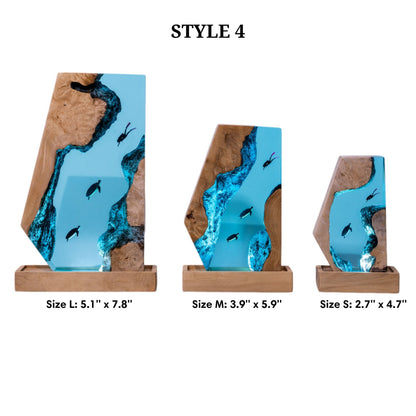 Turtle and Scuba Diver Ocean Resin Night Light: Resin Lamp Streamer & Playroom Decor, Personalized Gift
