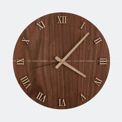 Silent Roman Numerals Walnut Wall Clock