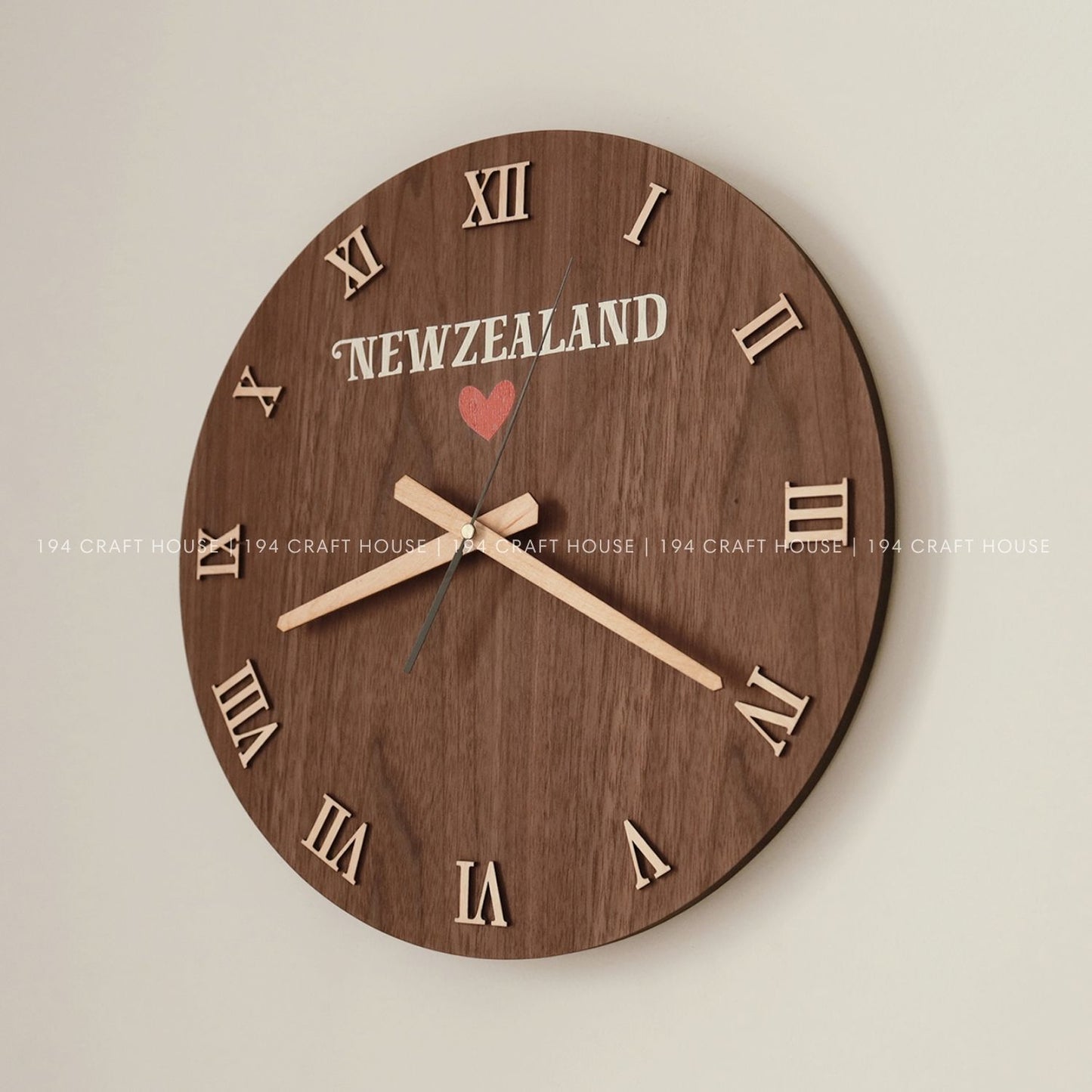 Silent Roman Numerals Walnut Wall Clock