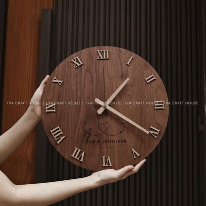 Silent Roman Numerals Walnut Wall Clock