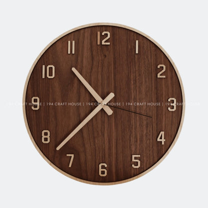 Silent Walnut Wooden Wall Clock - Full Numerals