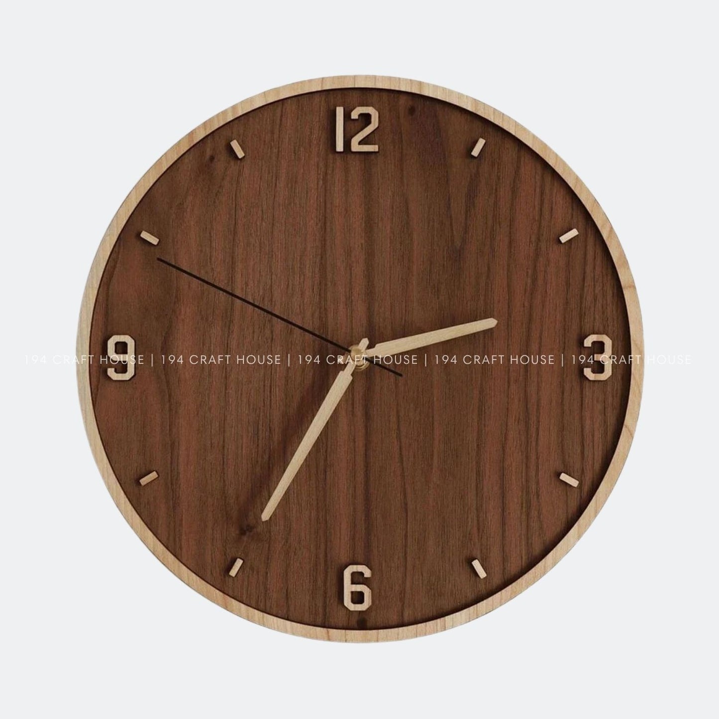 Round Walnut Wall Clock Minimalist Home Decor