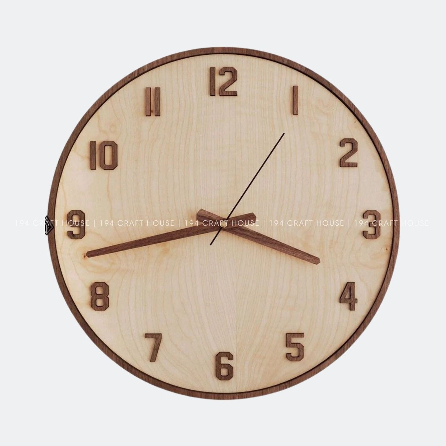 Round Maple Wall Clock Silent - Full Numerals