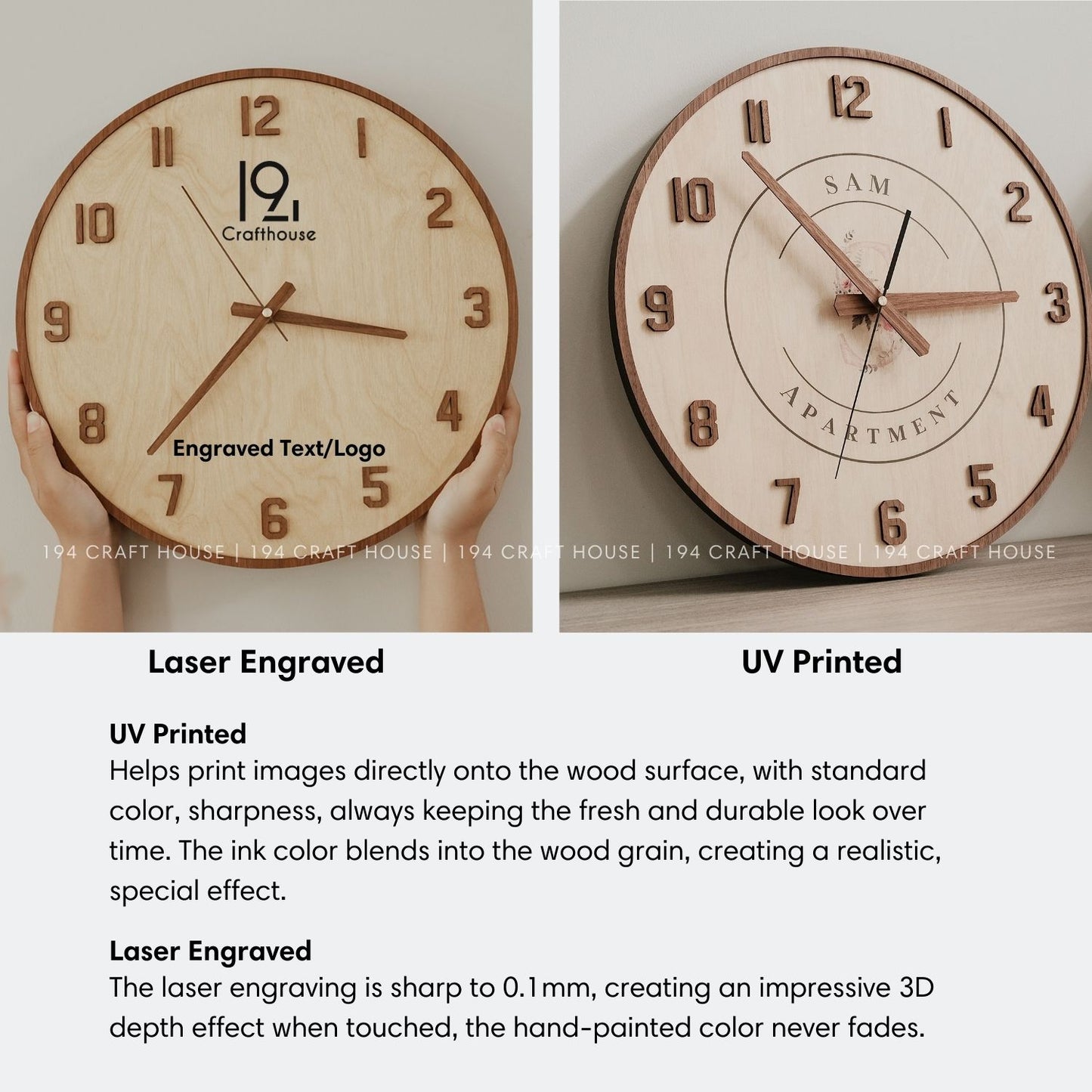 Custom Logo Wooden Wall Clock Personalized Corporate Gift